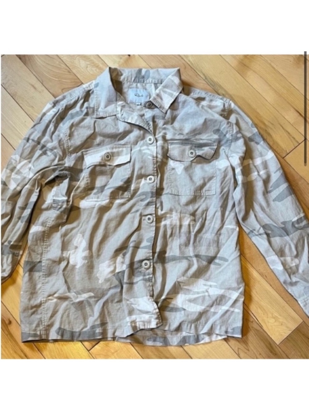 Rails Everett Desert Camo linen blend long sleeve button down collared shirt M - Picture 2 of 10